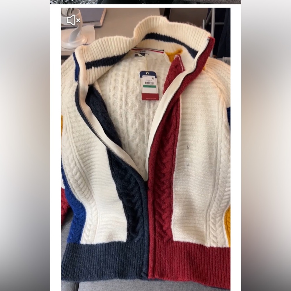 NWT Tommy Hilfiger Oversized Color Block Sweater Jacket